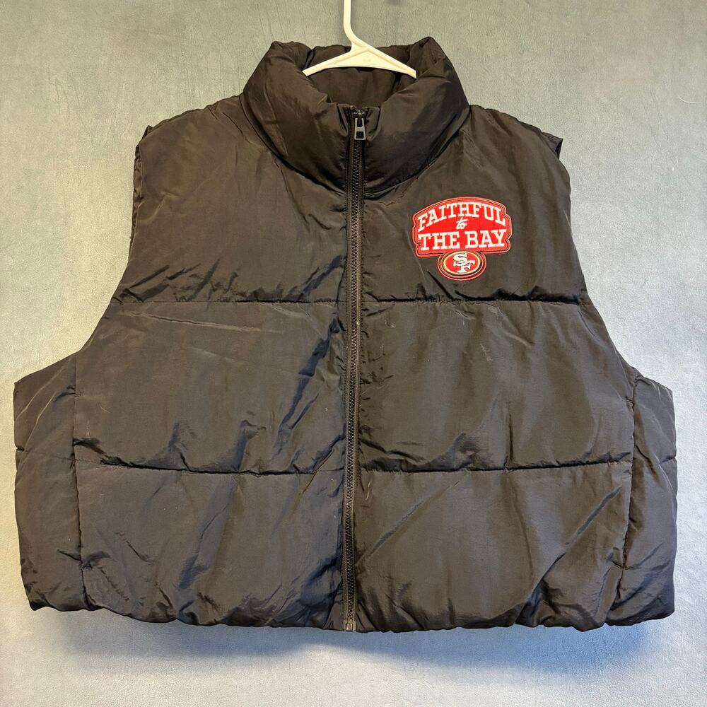 San Francisco 49ers Faithful to the Bay Black Cropped Puffer Vest XXL